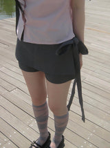 Micon Ribbon Strap Mini Skirt Pants