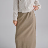 [made/4size] [Soan] Rivet Pintuck Stripe H-Line Slit Long Skirt -3color