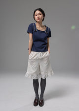 ボタンストラップTシャツ (Navy)