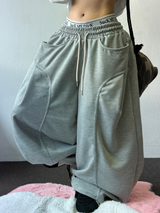 KOREAN/STRING 🤍 FORMAL CAVE FRONT PLEAT COTTON STRING BALLOON PANTS 🤍🩶🤎🖤 - 5 COLORS