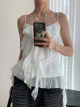 frill cancan sleeveless blouse top