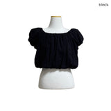 (2color) Shirring Pumpkin Crop Blouse
