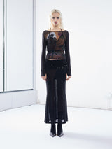 Emoha punk  printed Tencel slightly transparent spicy スリムフィッシュテールスカート