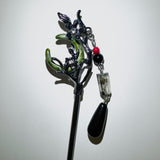 Black goth moon ornamental hairpin