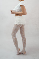 ヒョウ柄メッシュタイツ (white)