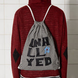 LOGO GINGHAM CHECK GYM SACK / BLACK