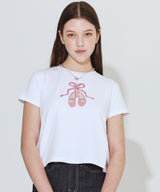 Ballet Shoes Ribbon T-shirt_White