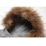 SHINE FUR-HOODIED 2WAY ZIP UP HOODIE GRAY