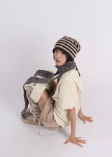STRIPE SHIRRING LOOSE BEANIE