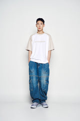 25SS ワイドデニムファティグカーゴパンツ ブルー