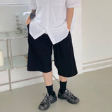 Two tuck wide banding half pants 2C