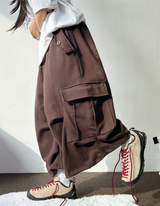 HIP LONG POCKET PARACHUTE CARGO BERMUDA 🤎🩶🖤🤍4COLOR