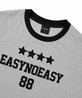 Numbering Patch Crop Ringer T-Shirt - Gray