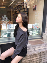 #ビューティフルボートネックワンショルダーニット (3color)