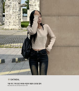 Unbutton slit square neck twist long sleeve knit (7 colors)