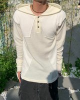 Wool Star Henry-neck Fingerhole Hoodie Knit