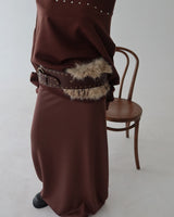 a mink fur ethnic wide belt