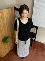 String shirred t-shirt