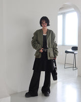 Stripe Layered Shirring Cardigan