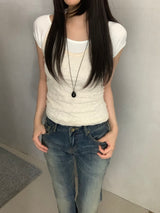 [set] ヴァイラ レース ホルターネック 半袖 Tシャツ セット