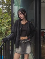 Prague wool hair cardigan