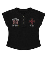 Blessed Henley Neck Waffle Slim Fit T-shirt