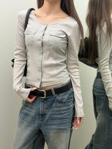 Slim pocket button cardigan(3color)