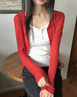 Amoo see-through ribbed long-sleeved cardigan