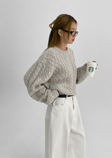 [MADE] メレンディケーブルラウンドニットウール50%