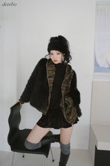 velvet cancan banding mini skirt