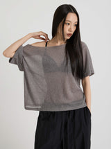 ニットワンショルダーTシャツ, Charcoal