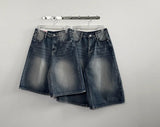 Kneb   Washing denim Bermuda shorts [Basic & Long]