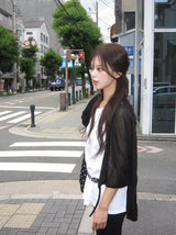 Hobin See-Through Knit Hood Cardigan