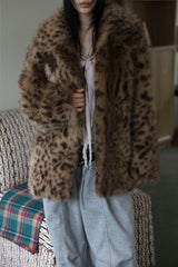 Leopard fur coat jacket