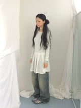 line and pleated dress