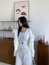 Dear Peach Touch Golji Strap Long Sleeve Top (3 colors)