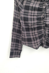 ruffle frill checkered short shirt