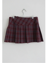 DOUBLE BUCKLE PLAID CHECK PLEATS SKIRT (2COLORS!)