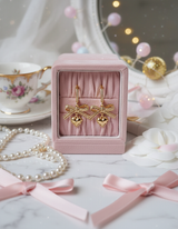 Coquette Laced Ribbon and Heart Huggies Piercing - Gold Color