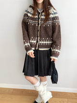 Nordic Mood Vintage Hooded Knit Cardigan
