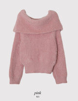 Fine Boucle Off Shoulder Loose Knit (5color)
