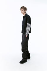 SIDE SNAP BACK LOGO PANTS (BLACK)