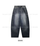 Tinted Washed String Balloon Denim Pants
