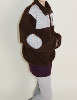 Femme Flower Pattern Quilted Fleece Long Sleeve T-Shirt (Button Detail)