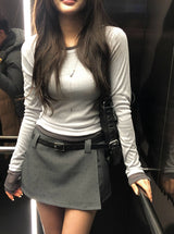 Todu Round See-through Long Sleeve T-Shirt