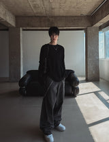 Cozy volume cut denim pants
