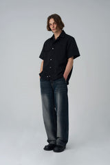 Short-sleeved nylon shirt - Black