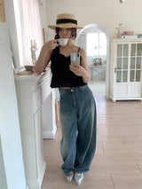 STUD BALLOON WIDE JEANS