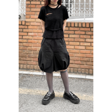 パンプキンストリングスカート : BLACK