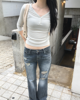 Lowrise grey washing boots cut pants